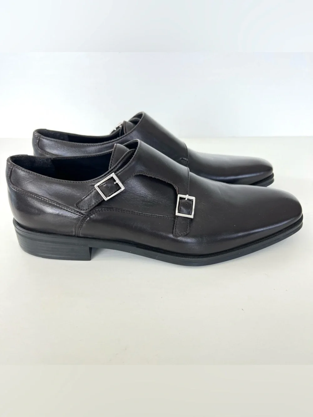 BRUNO MAGLI Paro Dark Brown Structured Buckle Strap Dress Shoes Oxford Sz 11 M